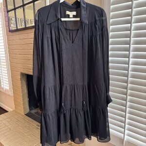 Michael Kors Crinkled Georgette Tiered Dress